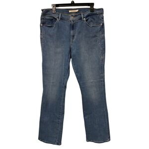 Levi Strauss Classic Bootcut Jeans Women Size 14 Blue Denim Floral Embroidery